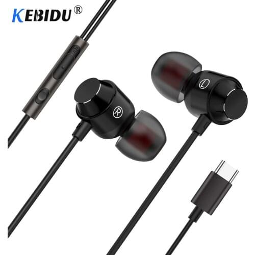 Kebidu 3.5mm Earphone Cable in Ear Earphone For Samsung Xiaomi Huawei USB Type C Earphones With Mic Newest Headset