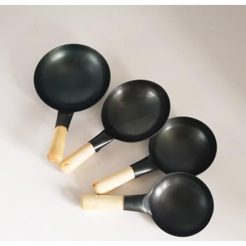 8.5cm/9.5cm/10.5cm/12.5cm Super Small Iron Wok Mini kitchen Wood Handle Wok