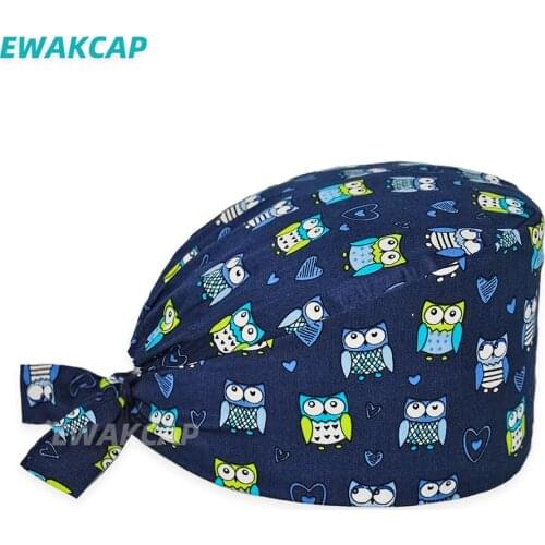 New Scrub Cap Cotton Adjustable Beauty Salon Lab Dental Clinic Nursing Hats Anime Printing Work Surgery Caps Gorra quirúrgica
