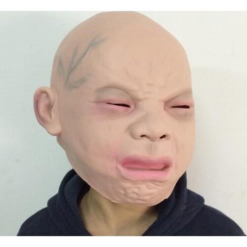 New High Quality Halloween Latex Crying Mask Baby Happy Crying Costume Mask
