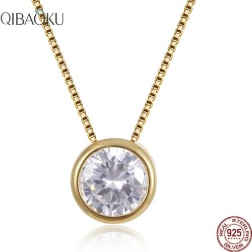 925 Sterling Silver Necklace for Women Zircon Simple Necklace Gold Silver Color Wedding Pendants Jewelry Gift