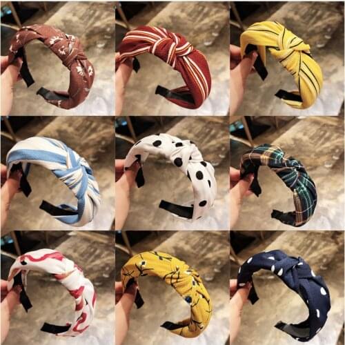 Fashion Head Hoop Top Knot Hairband Turban Elastic Stripe Hair Bezel Headband For Women Girl Printing Headdress Hair Accessories