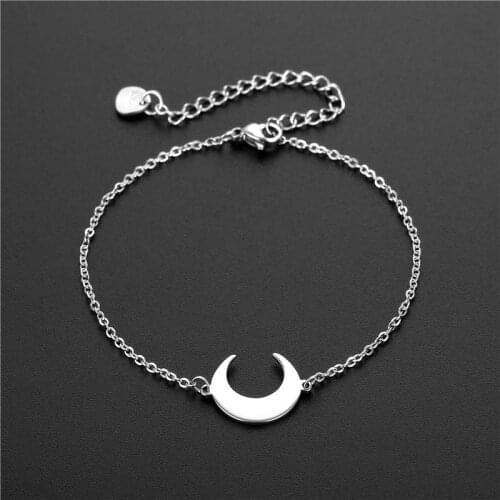 Simple Moon Stainless Steel Bracelet Charming Womens Wedding Silver Color Bracelet Fashion Girl Party Jewelry Gift