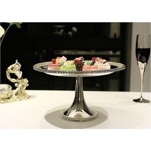 Diameter 30cm silver round metal fruit tray high cake stand cake pan round cake pan for wedding decoration SG090