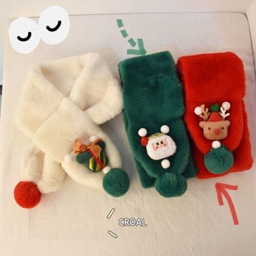 CROAL CHERIE Christmas Kids Boys Girls Fur Scarf Baby Winter Warm Scarf Fleece Scarf Children Neck Collar Keep Warm Accessories