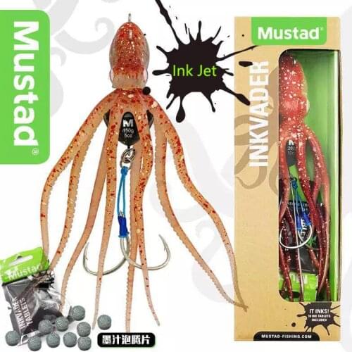 Mustad Ink Jet Octopus Live Jig 120g 150g 200g 230g 280g 340g Soft Bait with Assist Hooks Slow Trolling Slow Pitch Jigging Bait