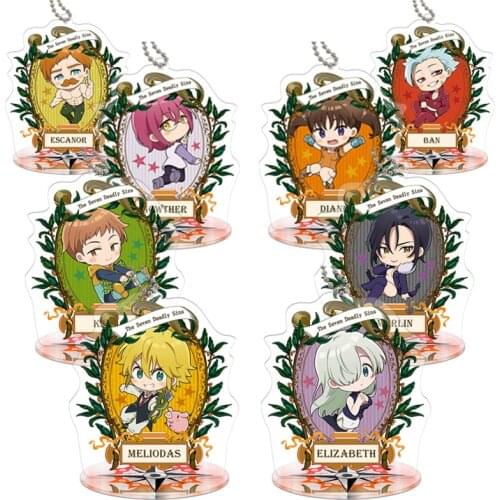 The Seven Deadly Sins Acrylic Stand Figure Model Keychain Meliodas Gowther Elizabeth Liones Action Figure Double-sided Pendant