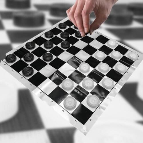 25cm Draughts Compact Foldable PP with Chessboard Plastic Film Checkers Pieces for Kids Children