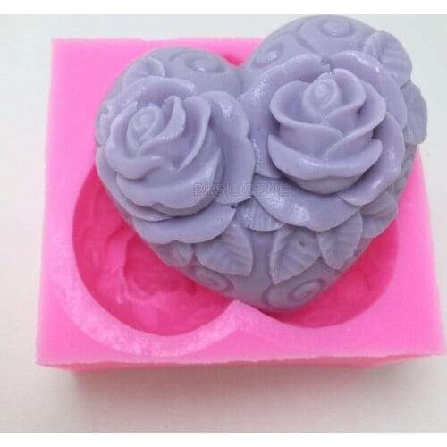 Silicone mold rose flower heart shape Fondant cake chocolate mold DIY resin soap clay craft mold handmade decoration tools BN011