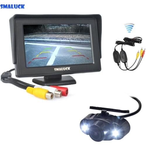 SMALUCK 4.3" TFT LCD Car Monitor + Waterproof Rear View Car Camera Wireless Parking System Kit