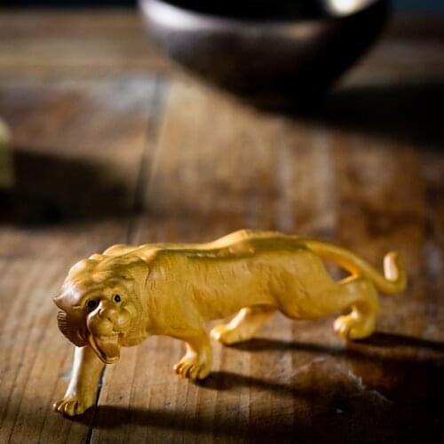 Animal Tiger Statue Chinese Beast Home Decoration Lucky Wood Feng Shui Home Decoration Myths and Legends Boxwood Carving