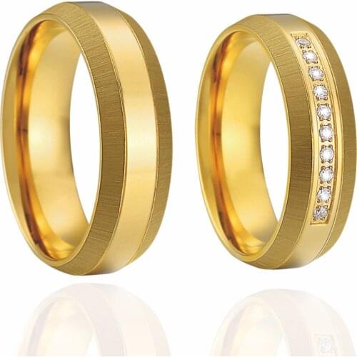 Unique alliance gold color his and hers wedding rings set for men and women promise statement marriage couples gifts jewelry