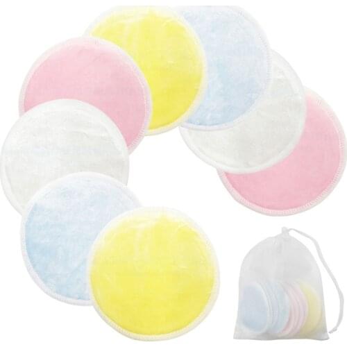 1/8PCs Reusable Cotton Pads Make Up Facial Remover Pad Double Layer Washable Wipe Pads Nail Art Cleaning Pads with Laundry Bag