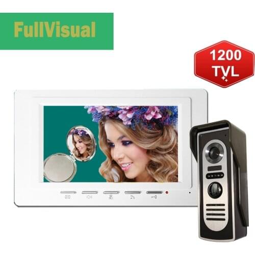 Fullvisual 1200TVL Video Door Phone Intercom Video Doorbell with Monitor 7 Inch Waterproof Camera Access Contro System Unlock