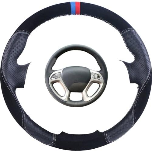 Suede Leather Car Steering Wheel Cover For Hyundai ix35 Tucson 2011-2015/Custom Steering Wrap