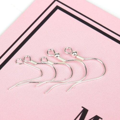 1pair/bag Silver Color Beads Iron Ear Hook Clasp Bead Charms Earring Wires Fit DIY Jewelry Findings Wholesale Making
