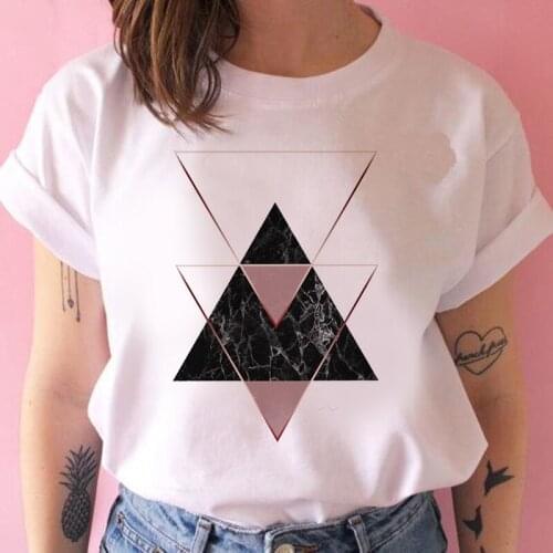 2021 summer womens t-shirt geometry printed casual t-shirts tops t harajuku 90s vintage white tshirt womens clothing