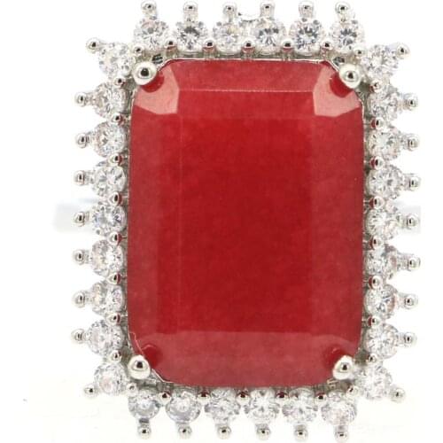 25x25mm SheCrown Flowers Created London Blue Topaz CZ Womans Daily Wear Silver Rings