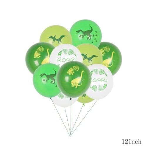 10Pcs Dinosaur Balloon Happy Birthday Party Balloons Green White Helium Ballons Boy Girl Baby Shower Party Supplies
