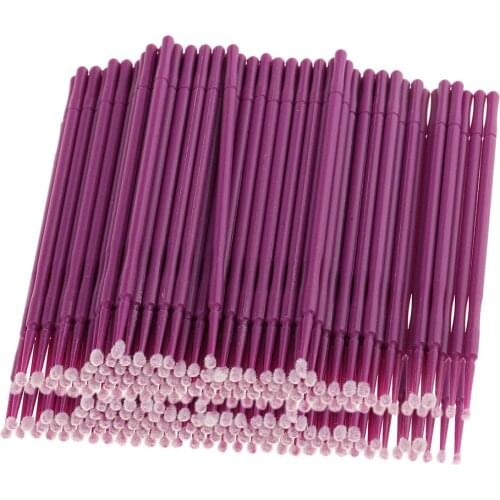 200pcs Purple Disposable Micro Brushes Mascara Applicators Brushes for Eyelashes Extensions