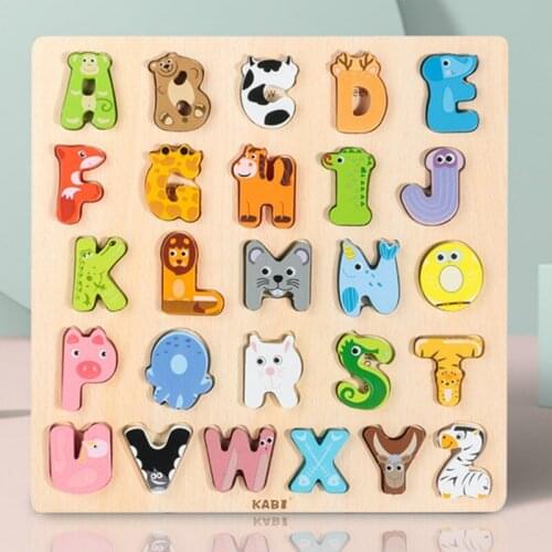 ABC Puzzle animals Wooden Toys Early Learning Jigsaw Letter Alphabet Puzzle Preschool Educational Baby Toys for Children