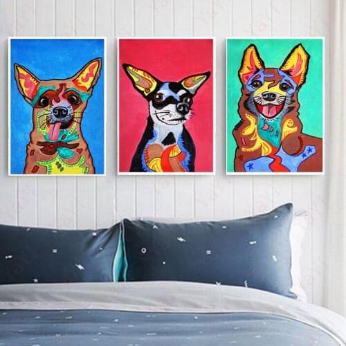 Unframed 3 Pet Dogs Can Choose Nordic Style Canvas Print painting Modern Lovely Dog Poster Wall Art Picture For Home Decoration