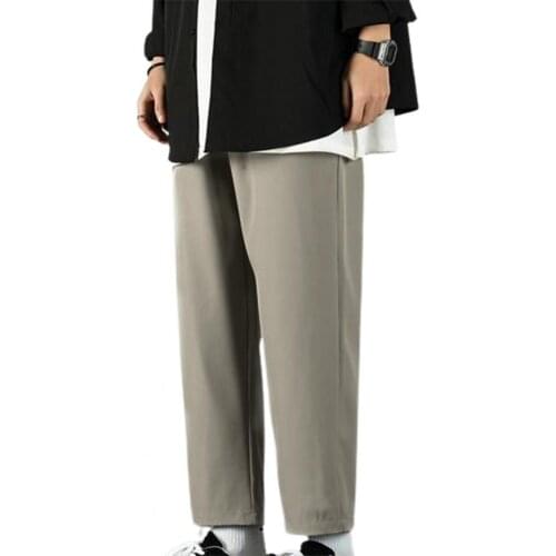 Men Pants Streetwear Hip Hop Casual Pockets Track Pants Solid Color Straight Pants Soft Elastic Waist Drawstring Sweatpants