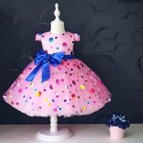 Kids Colourful Dot Dress For Girls Flower Ball Gown Baby Girl Princess Dresses for Party Costumes Children Clothing
