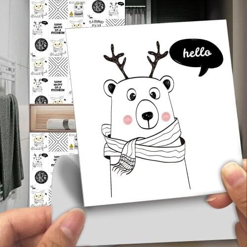 European Style Cartoon Animal Crystal Hard Piece Tile Sticker Home Renovation Decoration Self-adhesive Wall Sticker