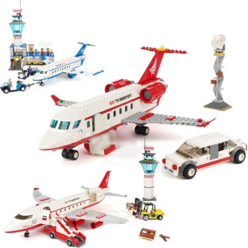 City Airplane Building Blocks Set International Airport Passenger Plane Private Aircraft DIY Figures Bricks Toys for Children