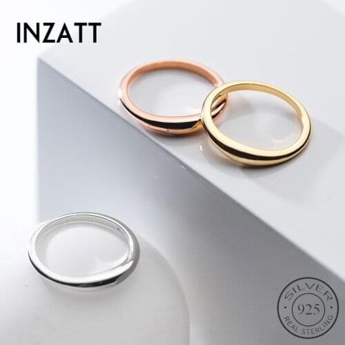 INZATT Real 925 Sterling Silver Geometric Round Ring For Fashion Women Party Fine Jewelry Minimalist Hiphop Accessories Gift