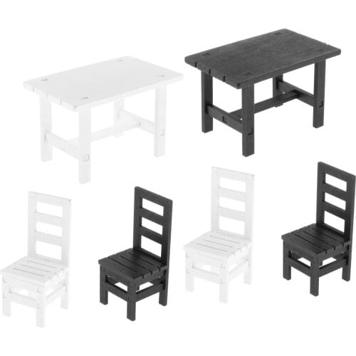 1/6 Scale Miniature Wooden Desk and Chairs Model for 12inch BBI Action Figure Accessories