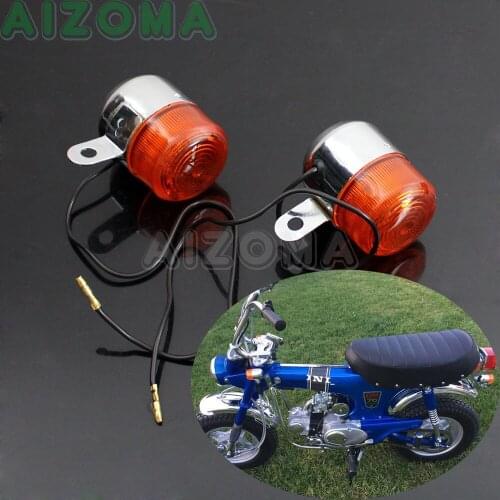 Motorcycle Chrome Turn Signals Indicator Blinker Lights Universal 12v/10w Amber Flasher Lamp For Honda Z50 ST50 ST70 CT70