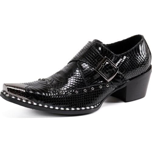 Summer Casual New Mens Classic Fashion Shoes Metal Head Personality Cowhide Leather Crocodile Pattern Retro Mens Shoes