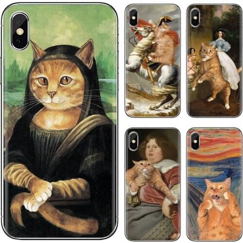 For Huawei Nova 2 2i 3 3i Y3 Y5 Y6 Y7 Y9 Prime 2015 2016 2017 2018 2019 Mona-Lisa-C-Pat-Cat-Leonardo-da-Vinci Soft Case Cover