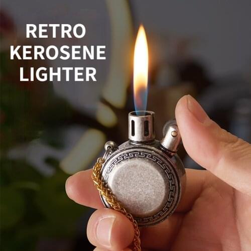 2021 New Retro Watch Kerosene Lighter Metal Mini Portable Keychain Gasoline Grinding Wheel Lighters Gift Oil Inflated Gadgets