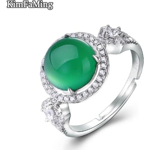 Acute Round Chalcedony Stone Women Rings Jewelry in 925 Silver OPR144