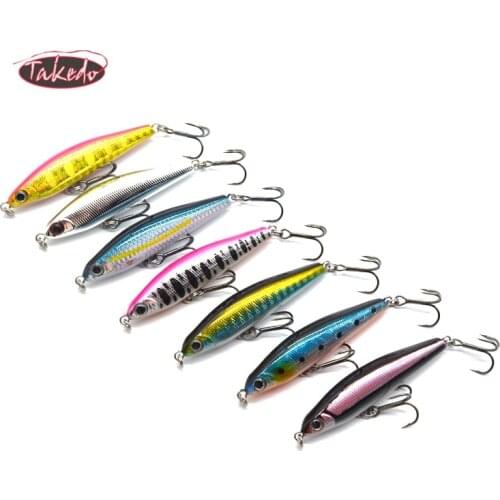 TAKEDO high quality 7 color BP60 60mm 7.6g BKK 6# HOOK Stickbait pencil bait fishing lures seabass lure fishing lures hard bait