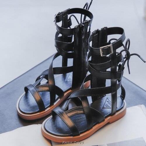 New Girls Sandals Roman Children Summer Shoes 2021 Girls Gladiator Sandals Shoes Open Toe Zip Girl Sandals Size 26-36