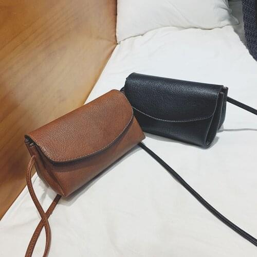 Bags 2020new PU Leather Retro Double Pocket Small Square Bag Simple Mobile Phone Bag Single Shoulder Diagonal Women Bags