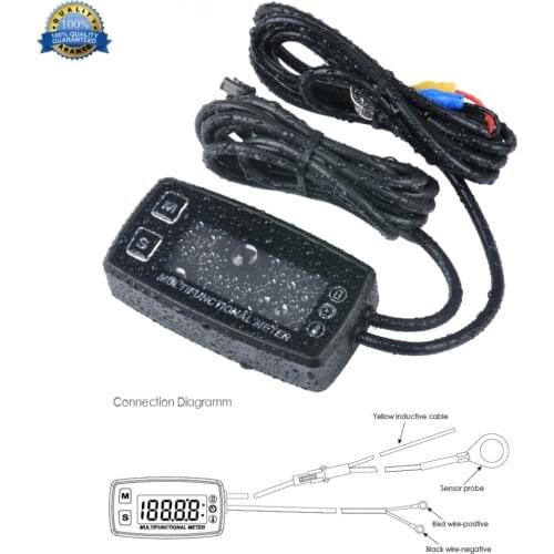 Display Tachometer Hour Meter Digital LED Tach with Temperature Sensor Guage for 2/4 Stroke Engines Chain Saws Tractors 035LT