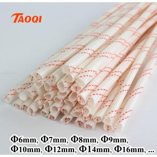 1M/Lot 6mm 7mm 8mm 9mm 10mm 12mm 14mm 16mm 600 Deg High Temperature Braided Soft Fiberglass Sleeving Fiber Glass Tube Tubing