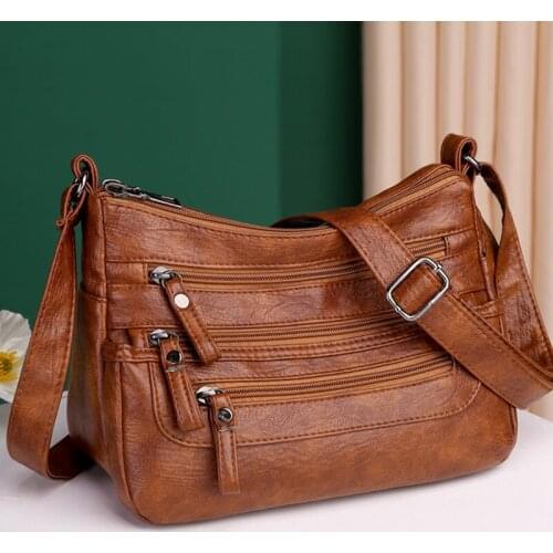 Casual Vintage Leather Shoulder Bags for Women 2021 Sac A Main PU Crossbody Bags Purses and Handbags Luxury Designer Ne Brand