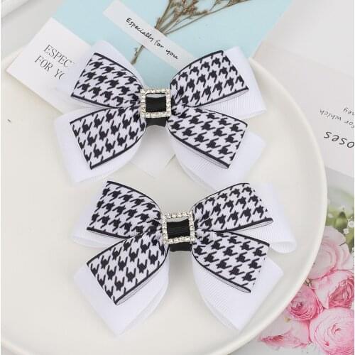 1 Pc 3 " Fashion Baby Hair Bows Clips Houndstooth Black&White Hairpins Barrettes for Baby Girls Lovely Hair Accessories