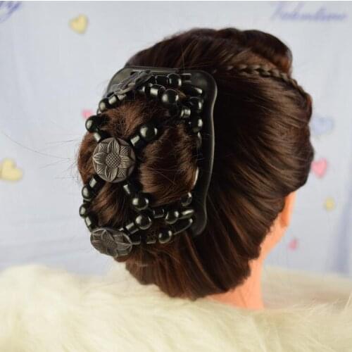 1pcs/lot african butterfly Classical black brown red sunflower easy Magic double Hair stretchy wooden beads Comb