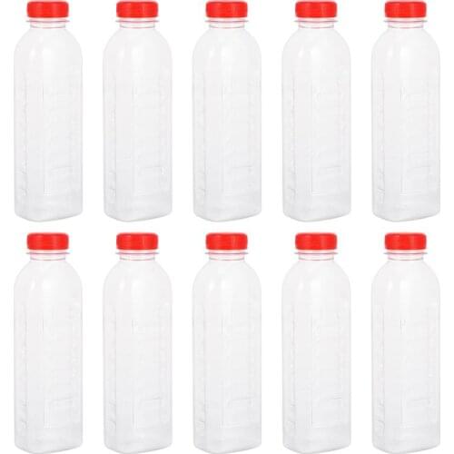 10Pcs 500ml Disposable Drinking Bottles With Scale Plastic Empty Bottles Disposable Empty Bottles Transparent Bottles With Scale