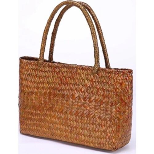 2020 new Thai straw bag single shoulder beach rattan package holiday handbag handmade seaweed woven bag