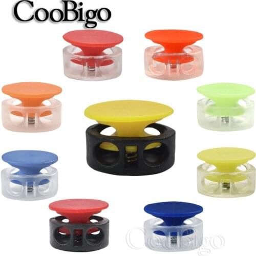50pcs Colorful Frost 2 Hole Round Cord Lock Stopper Transparent Toggle Clip for Shoelace Rope Paracord Lanyard Accessories