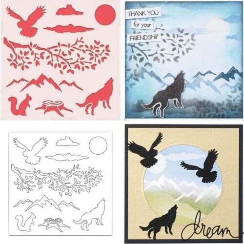 6x6in Wild Scene Plastic Draw Stencil For DIY Scrapbooking Decorative Embossing DIY Card Craft Plastic Templates Draw Sheets