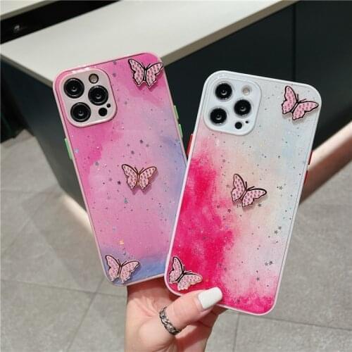 Butterfly Glitter Watercolor Soft Phone Case For OPPO A31 A5 A9 A53 2020 A3S A15 A52 A93 F17 F19 Pro A91 Reno 2Z Realme C2 C21 8